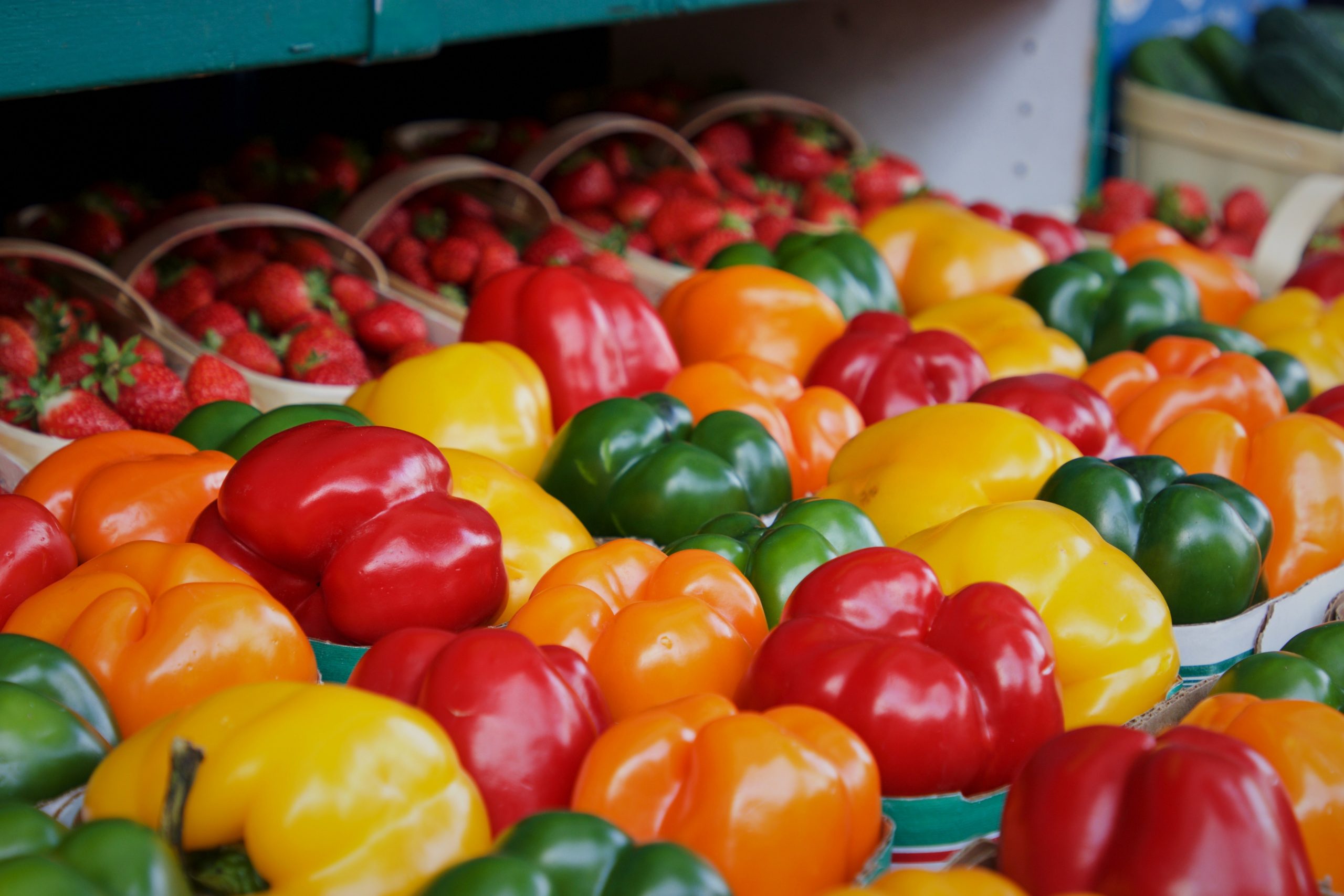 close up of organic vegetables and fruits