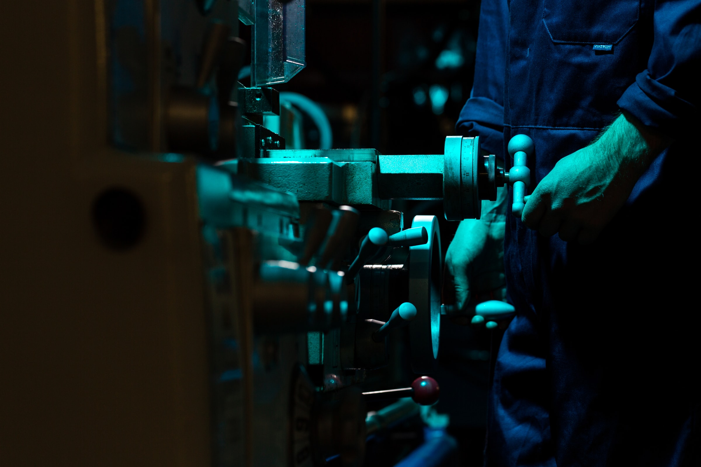 A man who works in Malaysia's Industrial Supplier is handling an equipment